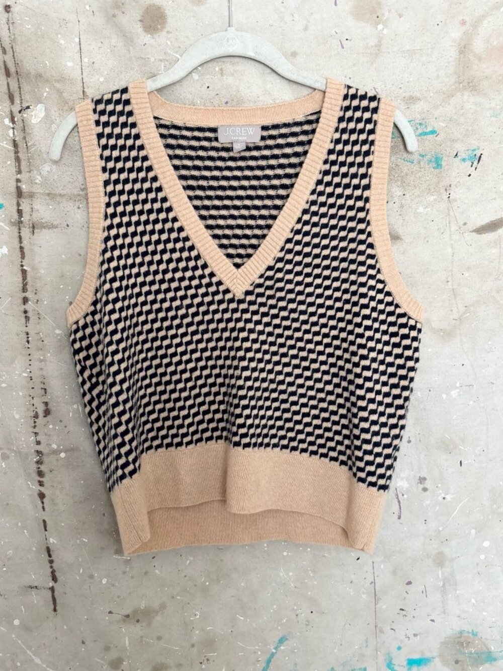 J Crew Cashmere Jacquard V-Neck Sweater Vest - Picture 3 of 7